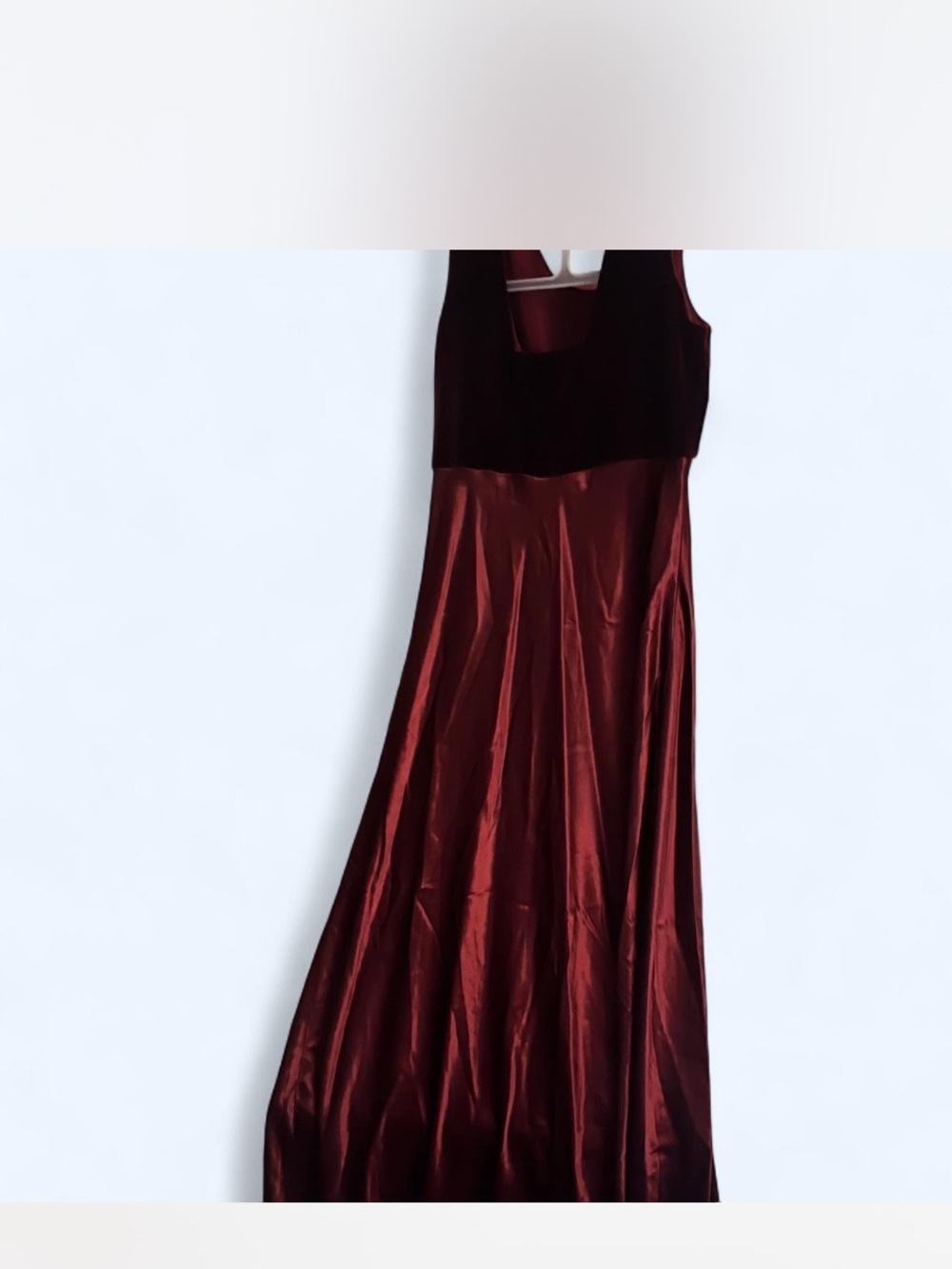 Rabbit DESIGNS Burgundy Satin Sleeveless Maxi Dress Square Neck